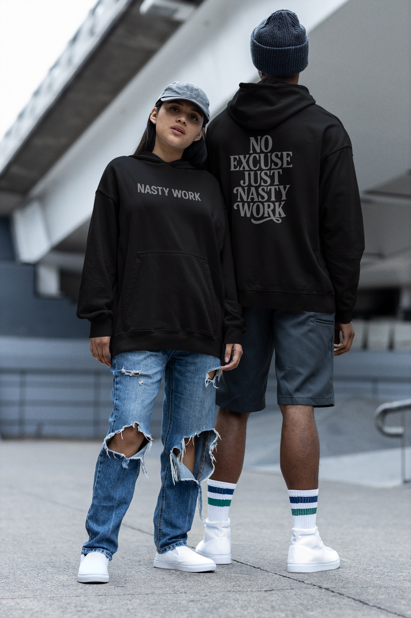 Nasty Work Embroidered Hoodie | Unisex Motivational Sweatshirt, Heavy Blend Gym Gift