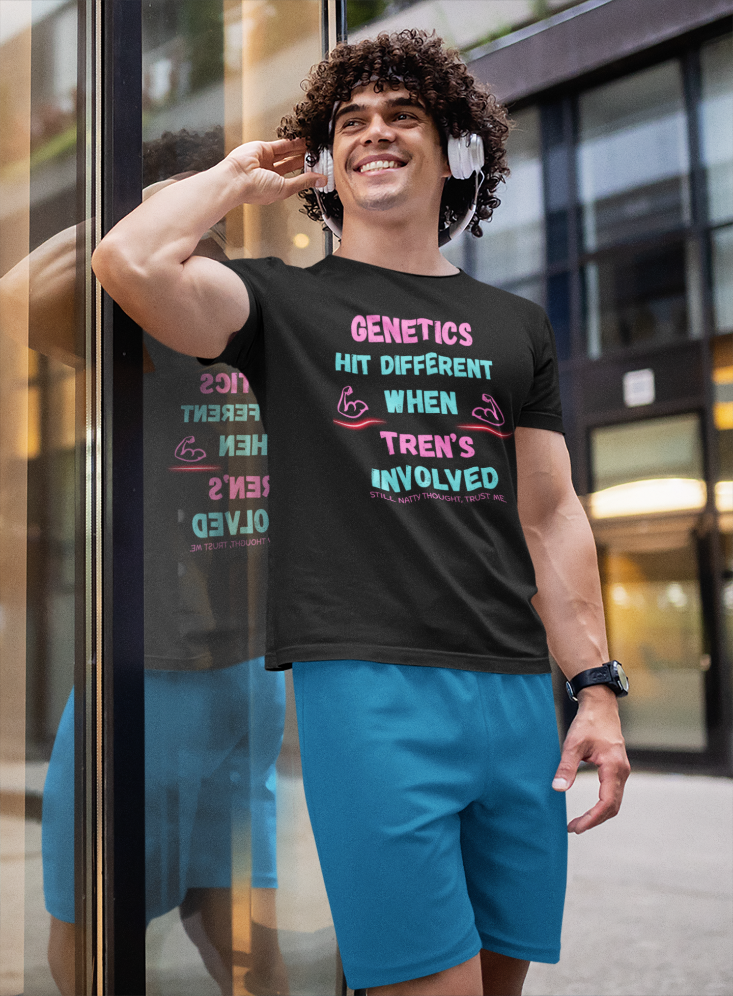 Funny Fitness Tee - 'Genetics Hit Different When Tren's Involved'