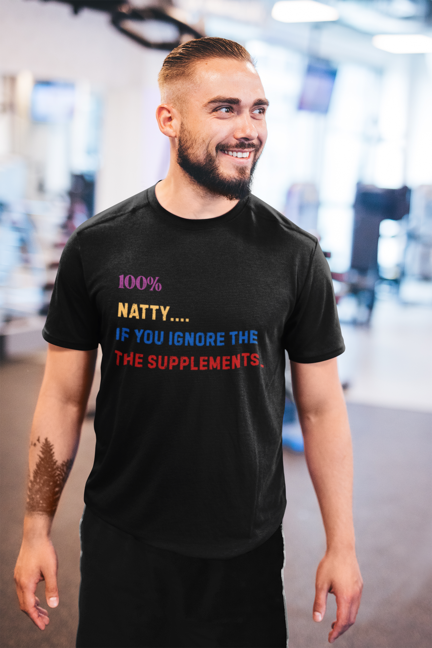 100% Natty Funny T-Shirt for Fitness Lovers
