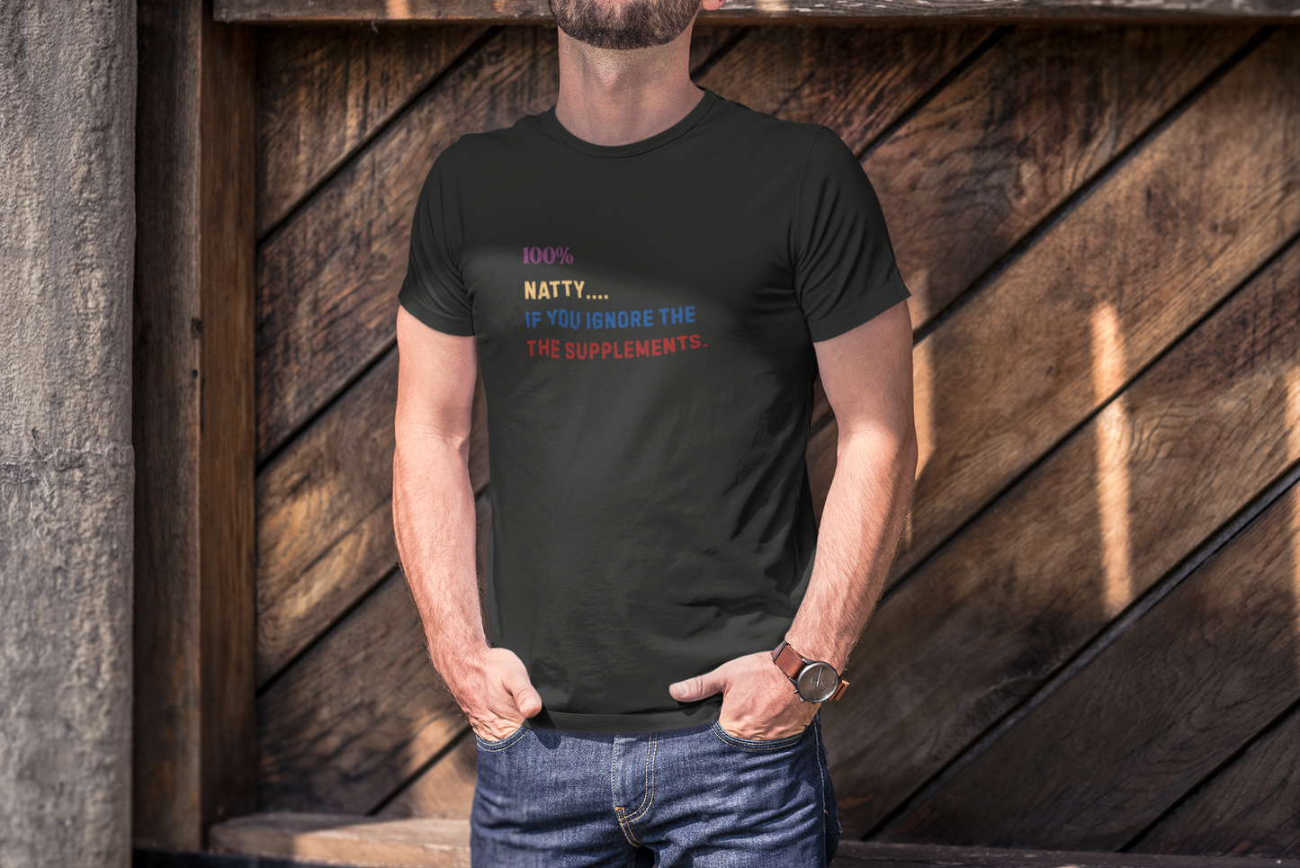 100% Natty Funny T-Shirt for Fitness Lovers