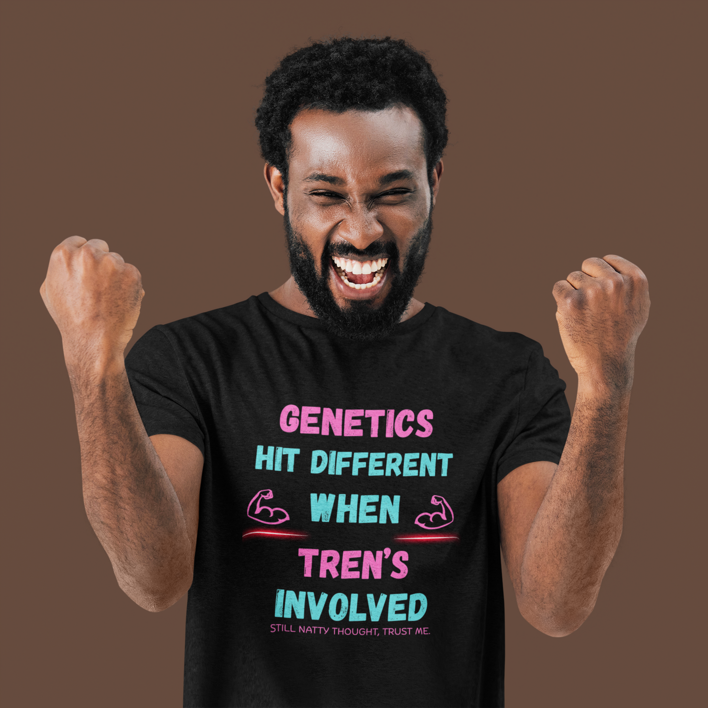 Funny Fitness Tee - 'Genetics Hit Different When Tren's Involved'