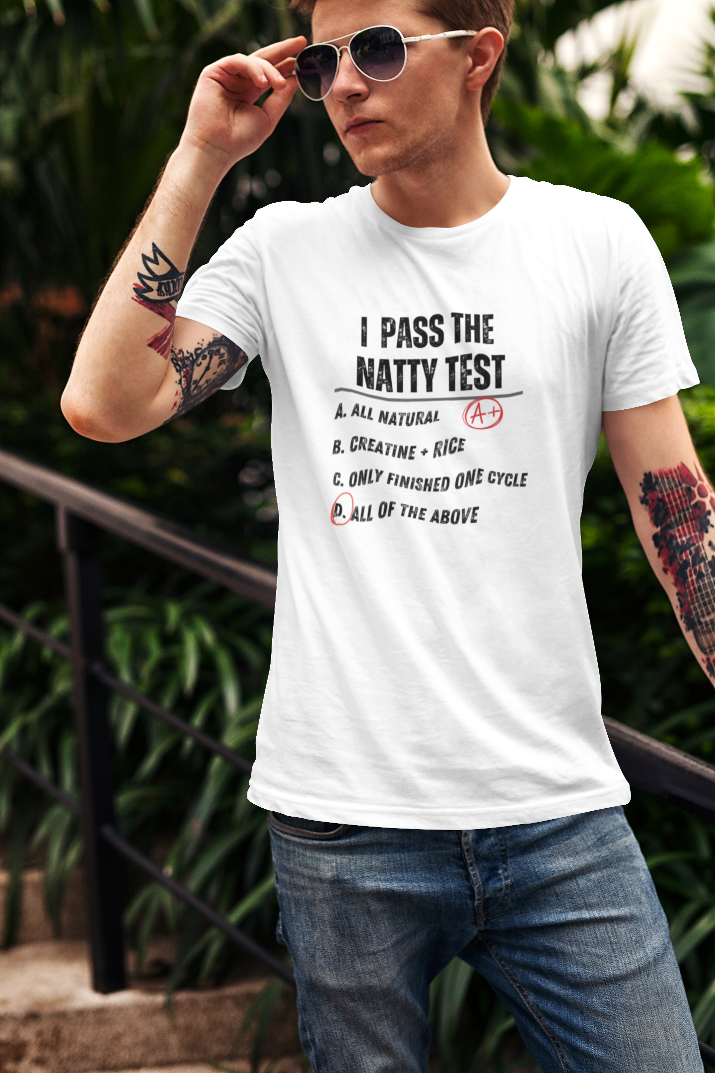 Funny Fitness Tee - Distress "I Pass The Natty Test" Unisex Jersey T-Shirt