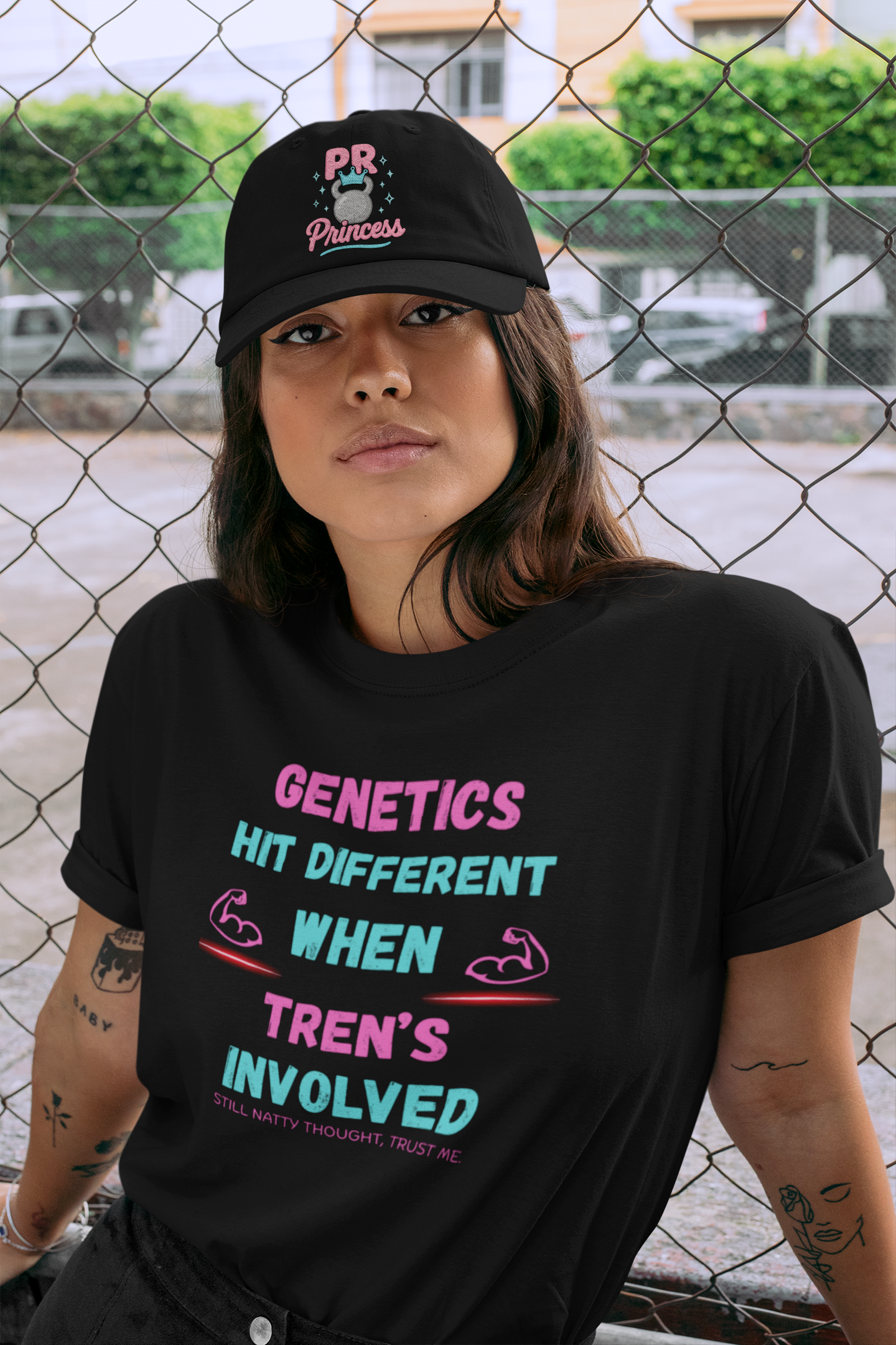 Funny Fitness Tee - 'Genetics Hit Different When Tren's Involved'