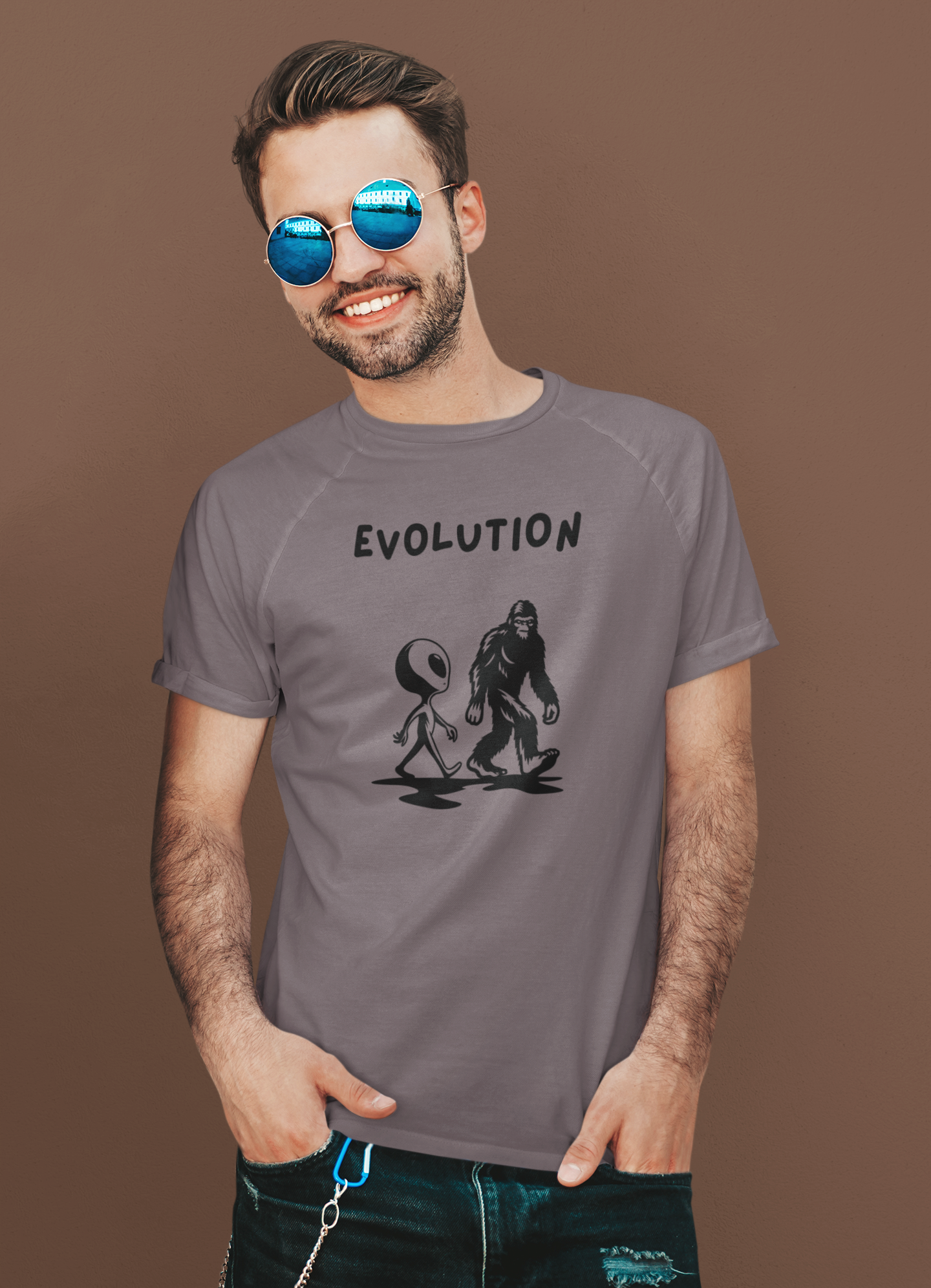Bigfoot & Alien Evolution T-Shirt | Funny Sci-Fi & Cryptid Graphic Tee