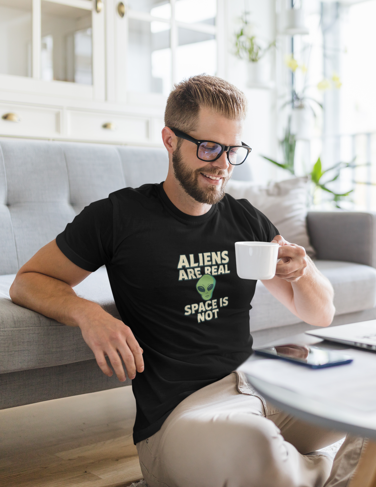 Funny Alien Graphic Tee - 'Aliens Are Real, Space Is Not' Unisex Short Sleeve T-Shirt