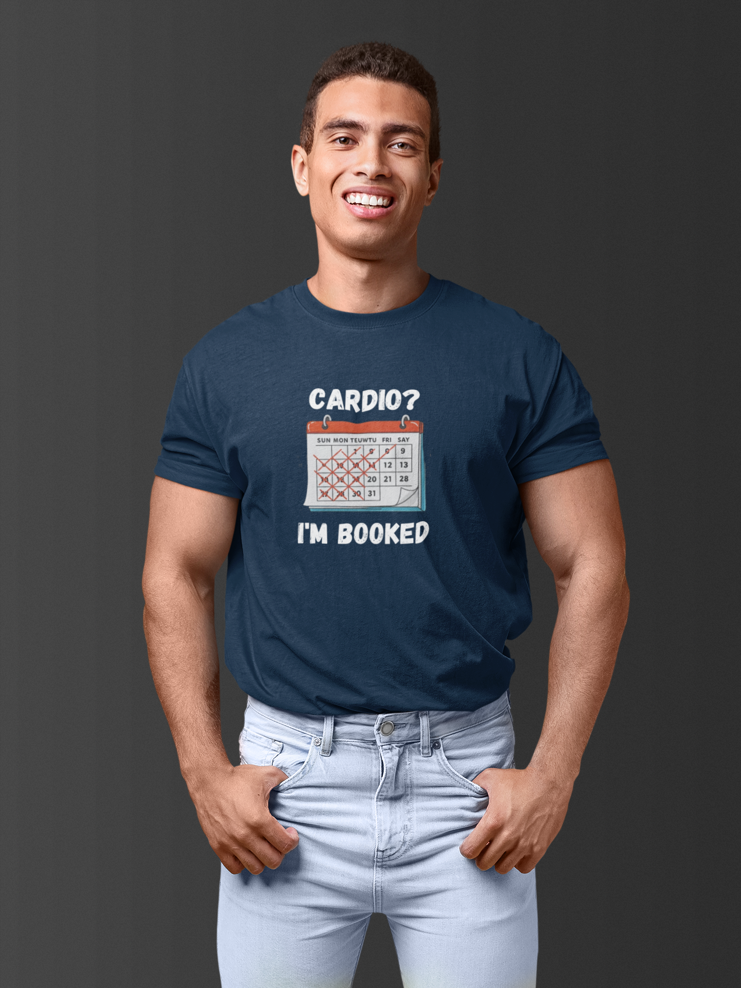 Cardio? I'm Booked" Funny Fitness T-Shirt | Unisex Gym Humor Tee