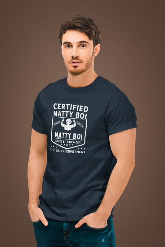 Certified Natty Boi Funny T-Shirt | Unisex Fitness & Gym Gift