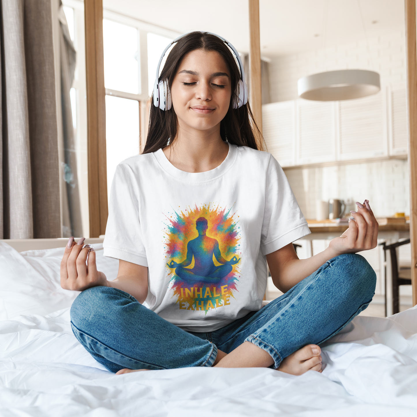 "Inhale Exhale" Mindfulness Tee | Yoga & Meditation Gift, Bohemian Style Shirt