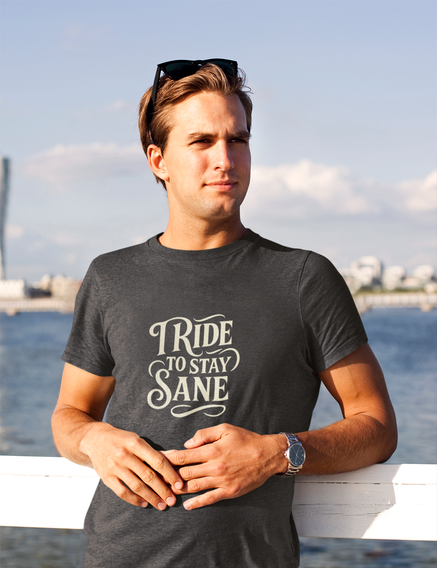 Ride to Stay Sane" Retro Biker Tee, Gift for Motorcyclists