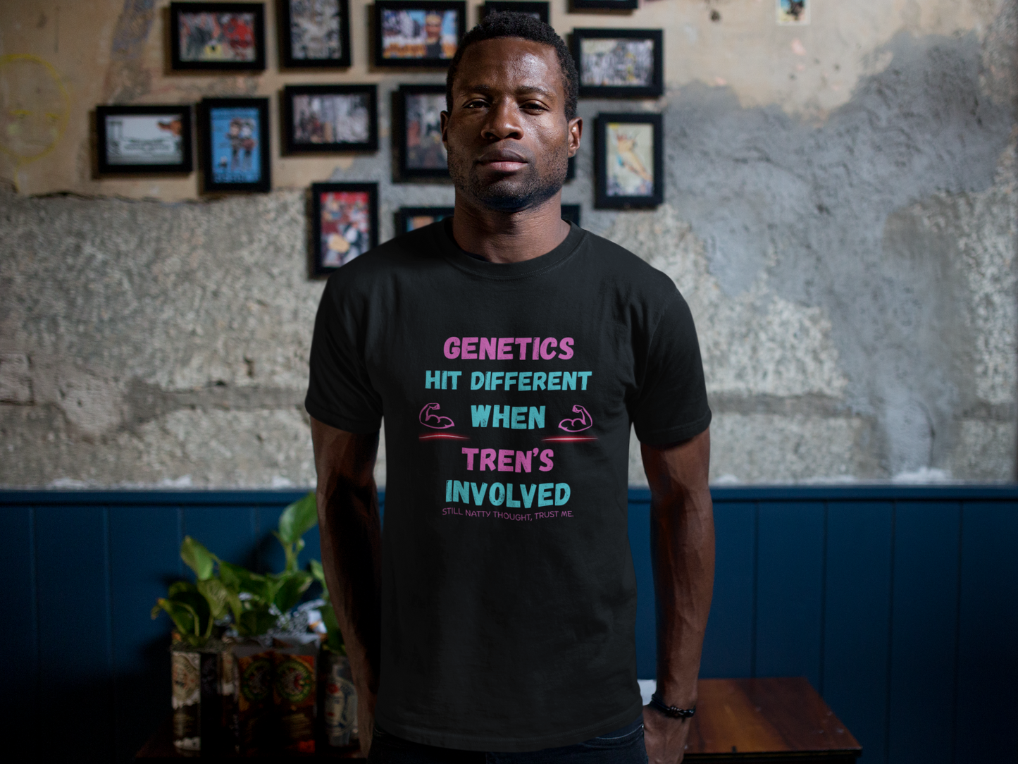 Funny Fitness Tee - 'Genetics Hit Different When Tren's Involved'