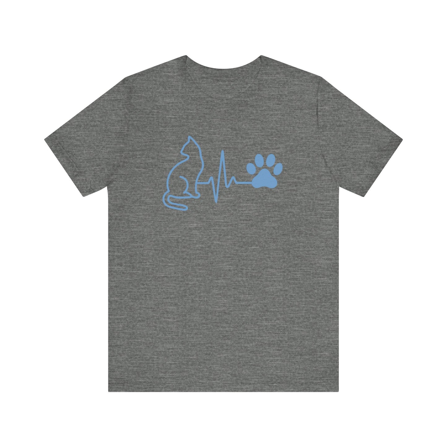 Cat Paw Print T-Shirt | Pet Lover Heartbeat Graphic Tee & Cat Mom/Dad Gift