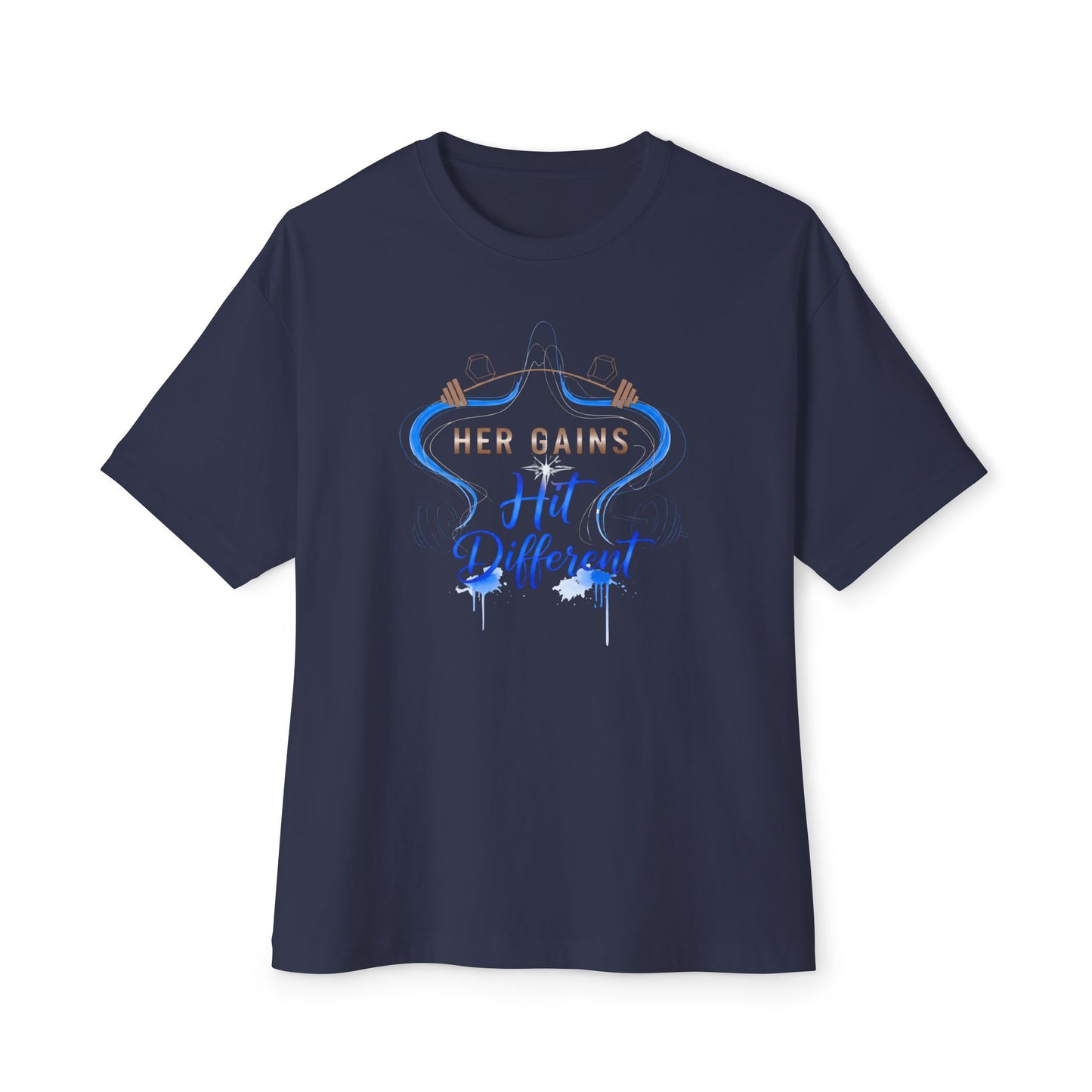 Her Gains Hit Different Unisex Boxy Tee | Women's Workout & Fitness Gift