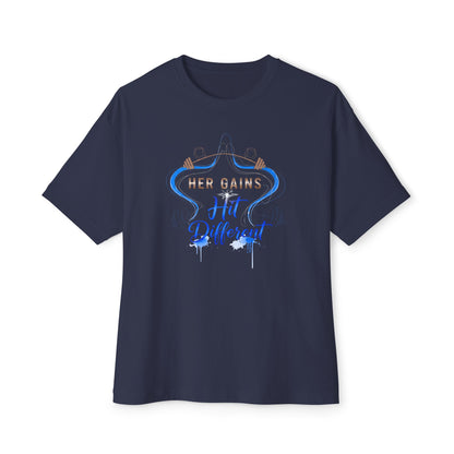 Her Gains Hit Different Unisex Boxy Tee | Women's Workout & Fitness Gift