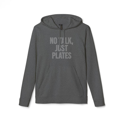Adidas Fleece Hoodie - No Talk, Just Plates | Sporty Casual Wear, Unisex Lounge Apparel, Gift for Food Lovers, Everyday Comfort