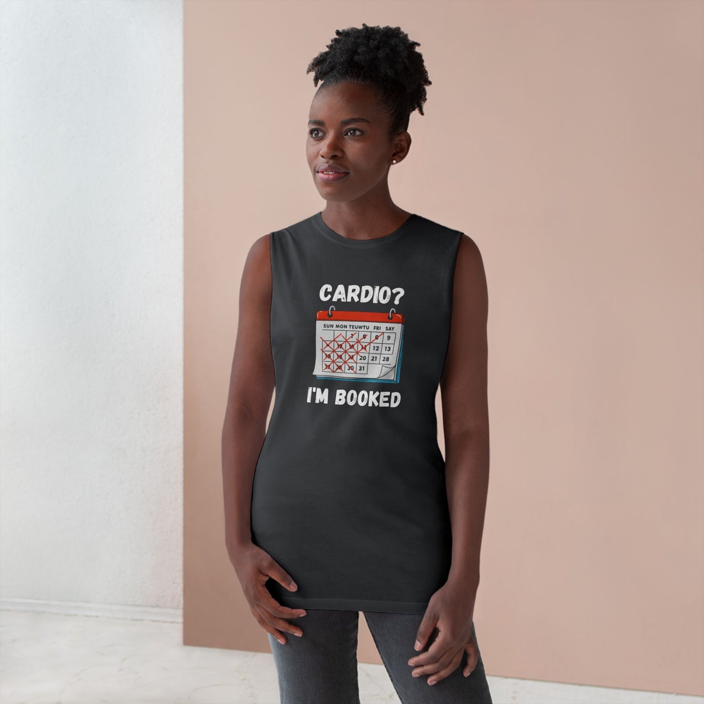 Funny Cardio Tank Top - 'Cardio? I'm Booked' - Unisex Athletic Wear