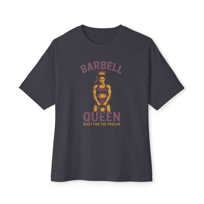 Barbell Queen Oversized Workout Shirt, Boxy Gym Tee, Fitness Gift for Her