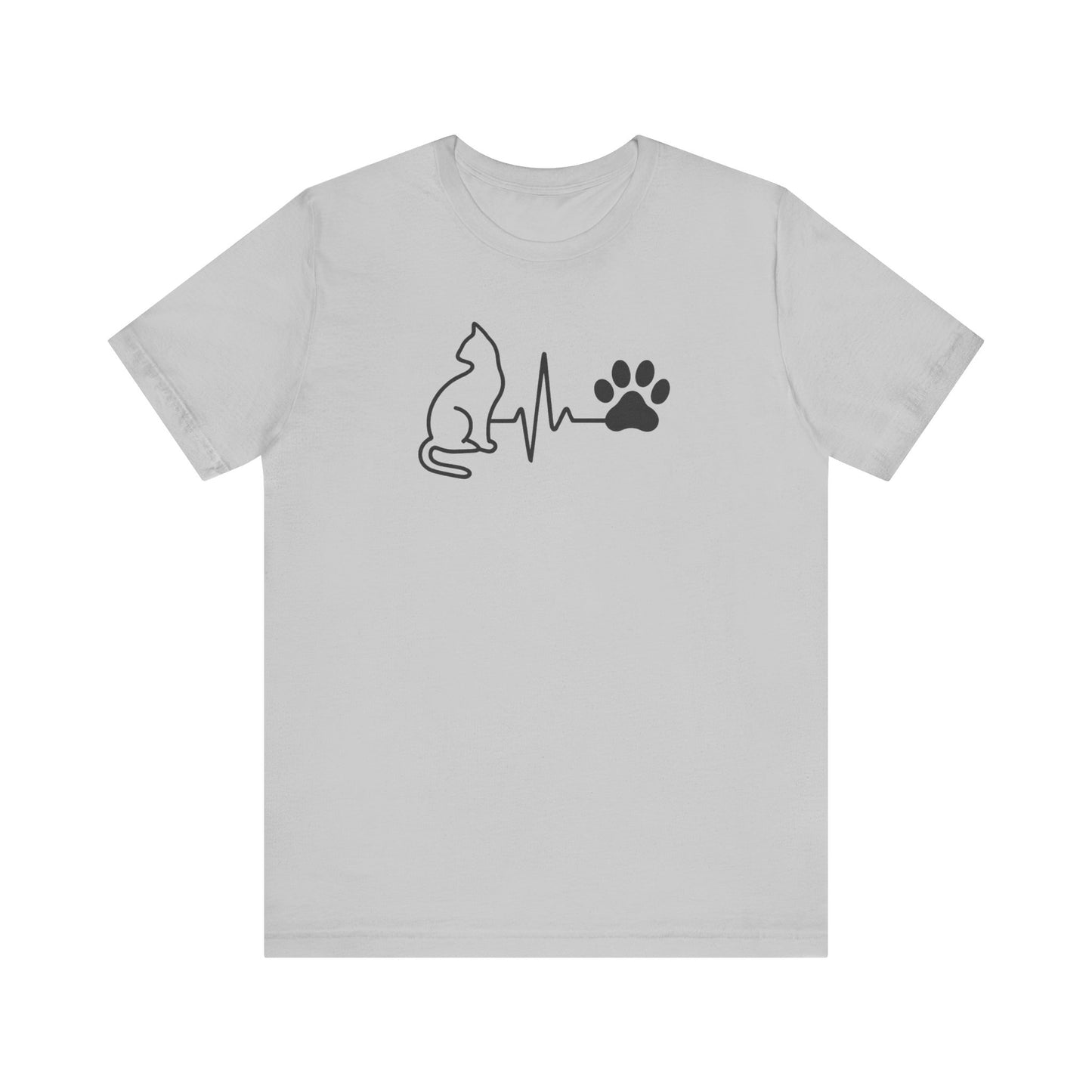 Cat Lover's Heartbeat Tee, Pet Owner Gift, Short Sleeve T-Shirt, Casual Top, Animal Lover Apparel, Purr-fect Gift for Cat Lovers