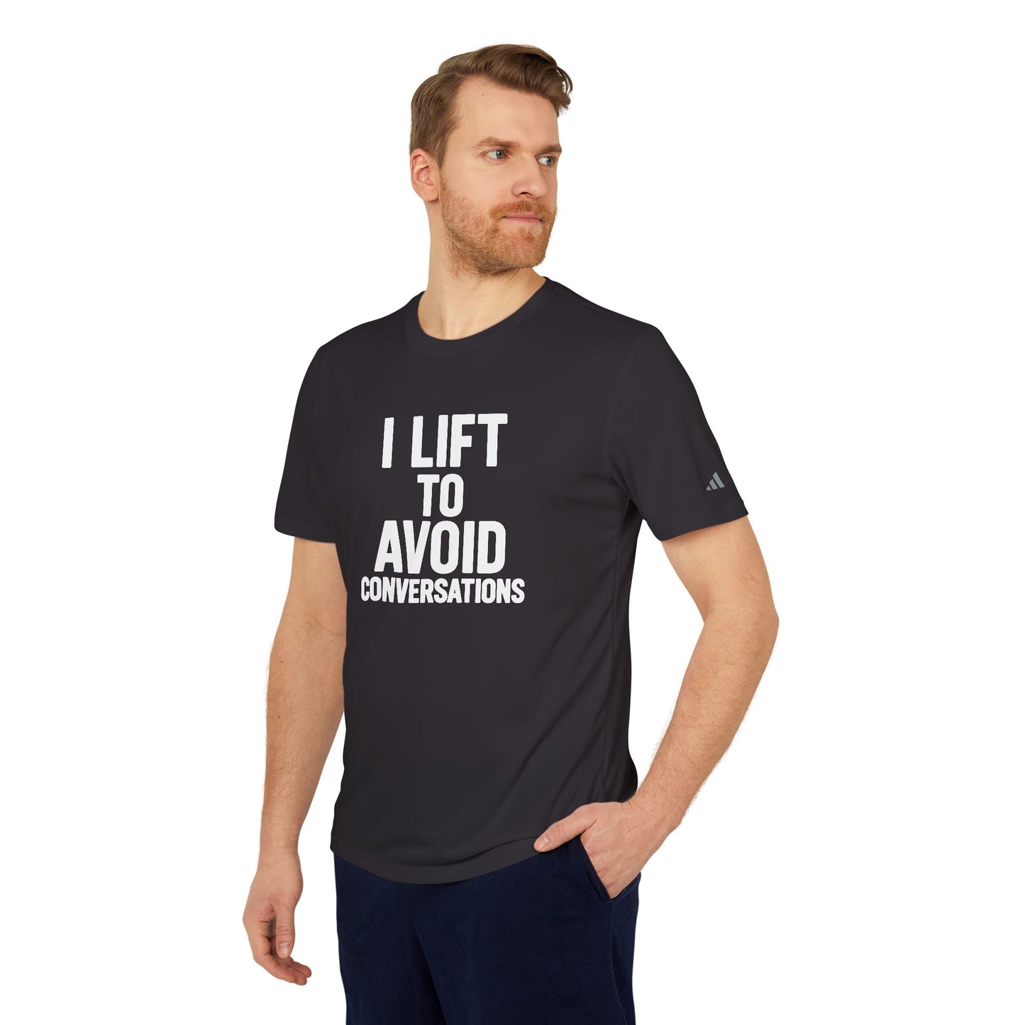 Adidas Unisex Sport T-shirt: "I Lift to Avoid Conversations" Gym Shirt, Fitness Apparel, Exercise Top, Gift for Lifters, Workout Clothing