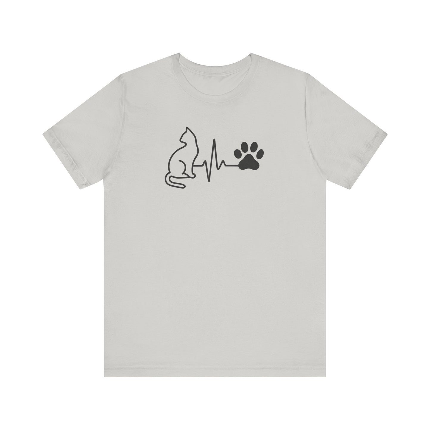 Cat Lover's Heartbeat Tee, Pet Owner Gift, Short Sleeve T-Shirt, Casual Top, Animal Lover Apparel, Purr-fect Gift for Cat Lovers