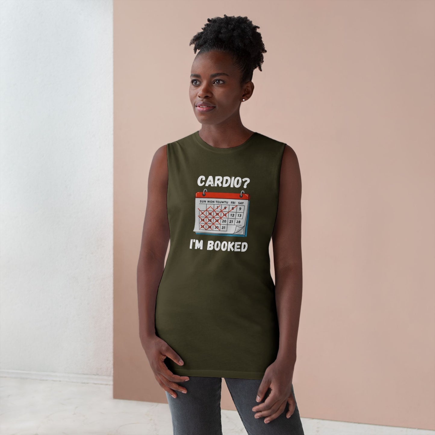 Funny Cardio Tank Top - 'Cardio? I'm Booked' - Unisex Athletic Wear