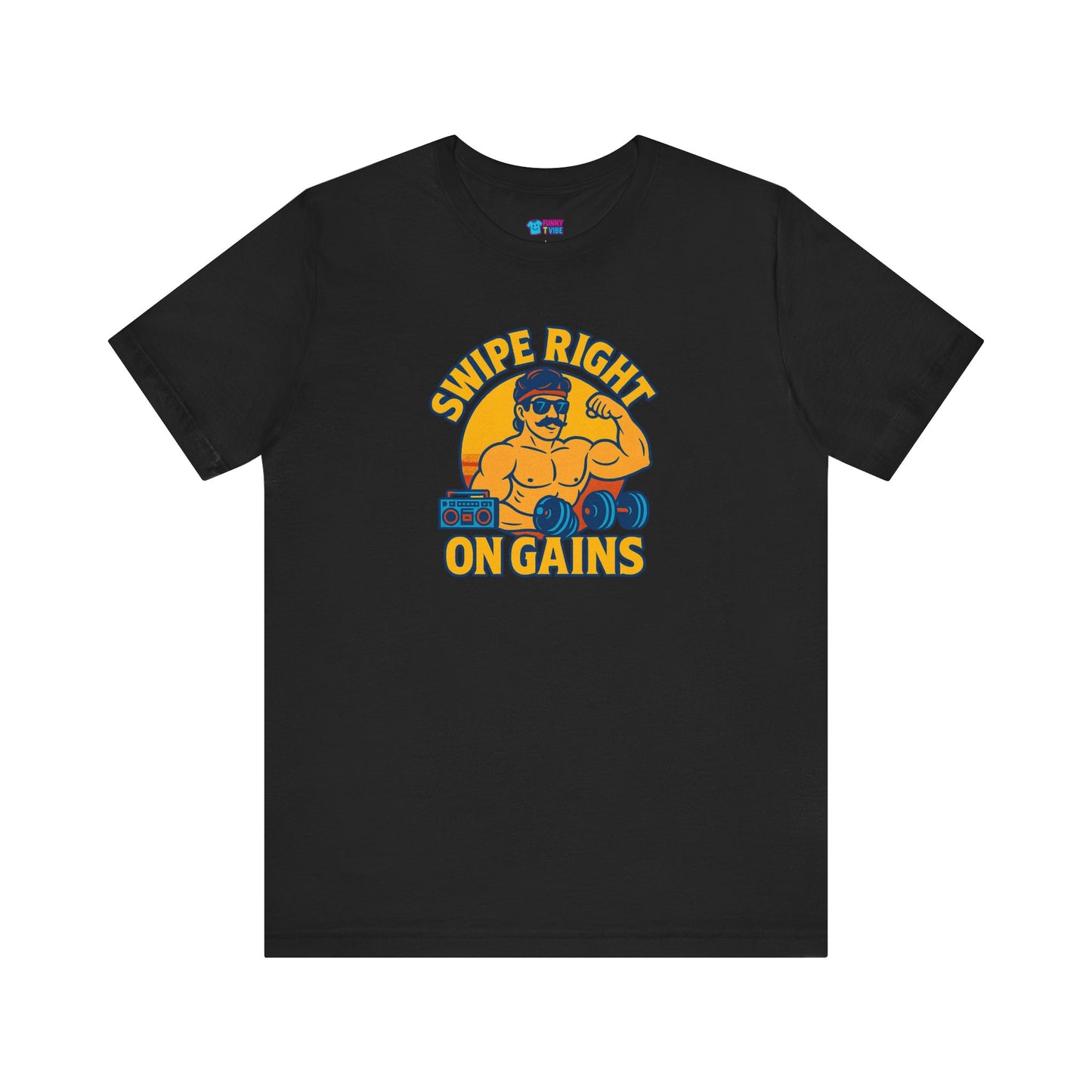 Fitness Humor Tee, Gym Shirt, Workout Gift, Funny Exercise T-Shirt, Swipe Right on Gains Apparel