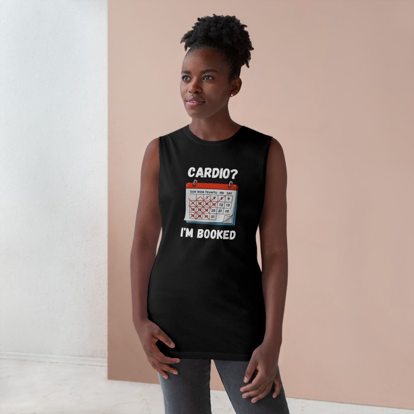 Funny Cardio Tank Top - 'Cardio? I'm Booked' - Unisex Athletic Wear