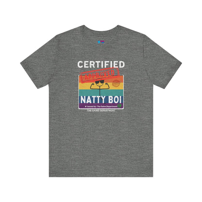Funny Certified Natty Boi Unisex Jersey Tee - Trendy & Fun T-Shirt for Gym Enthusiasts