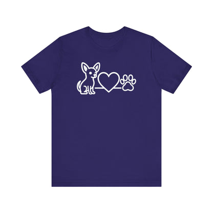 Cute Chihuahua T-Shirt, Unisex Pet Lover Tee, Dog Love Shirt, Animal Rescue Gift, Heart & Paw Design