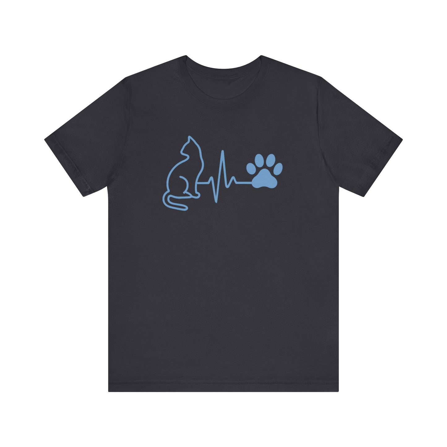 Cat Paw Print T-Shirt | Pet Lover Heartbeat Graphic Tee & Cat Mom/Dad Gift