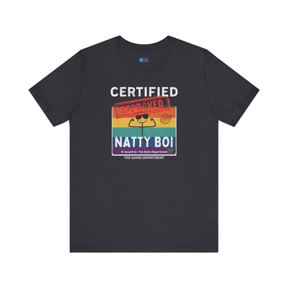 Funny Certified Natty Boi Unisex Jersey Tee - Trendy & Fun T-Shirt for Gym Enthusiasts