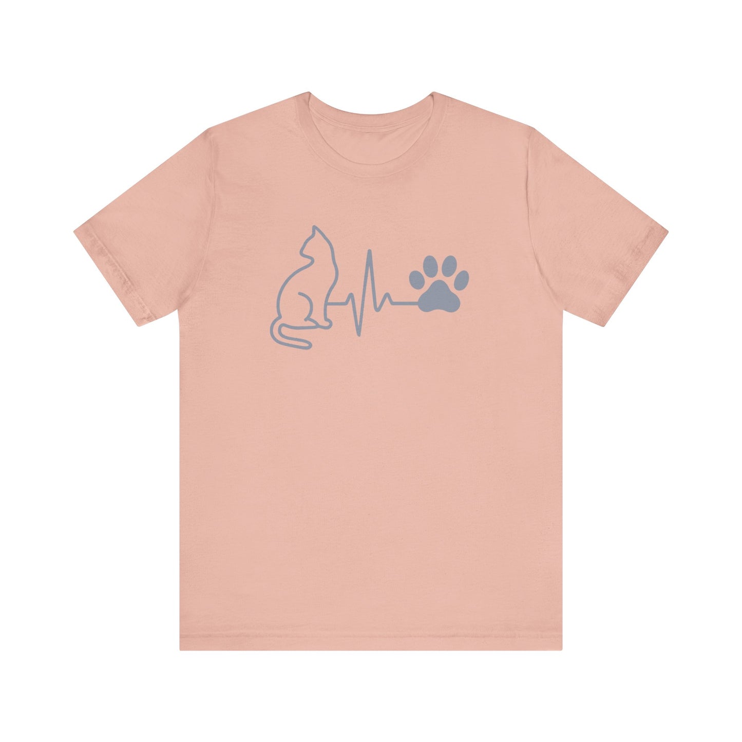 Cat Lover's Heartbeat Tee | Unisex Jersey Short Sleeve T-Shirt, Pet Lover Gift, Animal Rescue Support, Cat Mom Shirt, Casual Wear