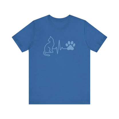 Cat Paw Print T-Shirt | Pet Lover Heartbeat Graphic Tee & Cat Mom/Dad Gift