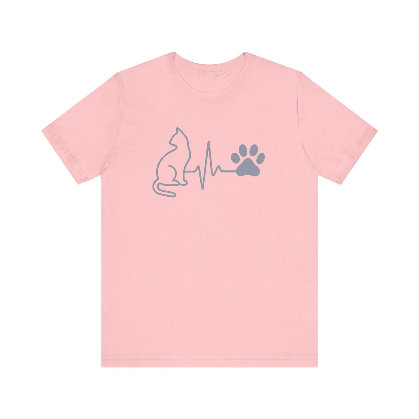 Cat Lover's Heartbeat Tee | Unisex Jersey Short Sleeve T-Shirt, Pet Lover Gift, Animal Rescue Support, Cat Mom Shirt, Casual Wear