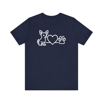 Cute Chihuahua T-Shirt, Unisex Pet Lover Tee, Dog Love Shirt, Animal Rescue Gift, Heart & Paw Design