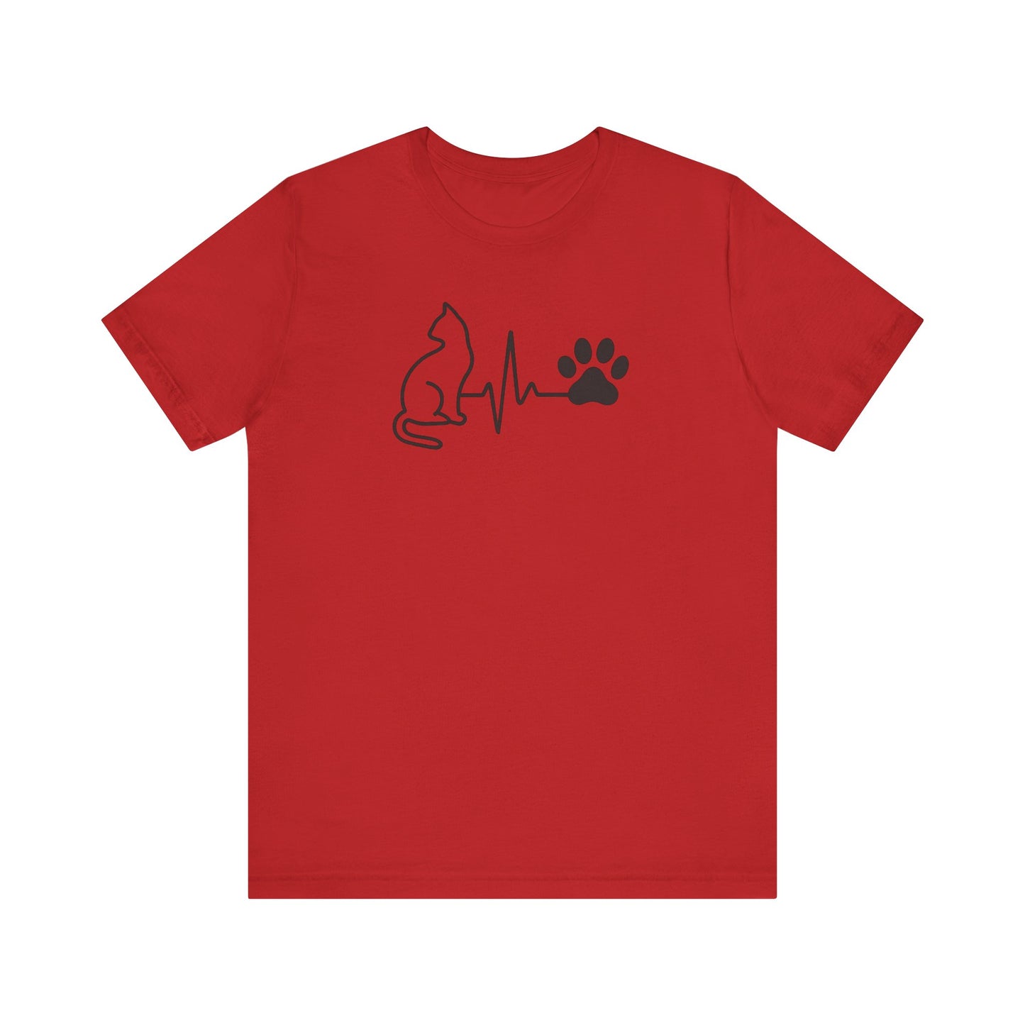 Cat Lover's Heartbeat Tee, Pet Owner Gift, Short Sleeve T-Shirt, Casual Top, Animal Lover Apparel, Purr-fect Gift for Cat Lovers