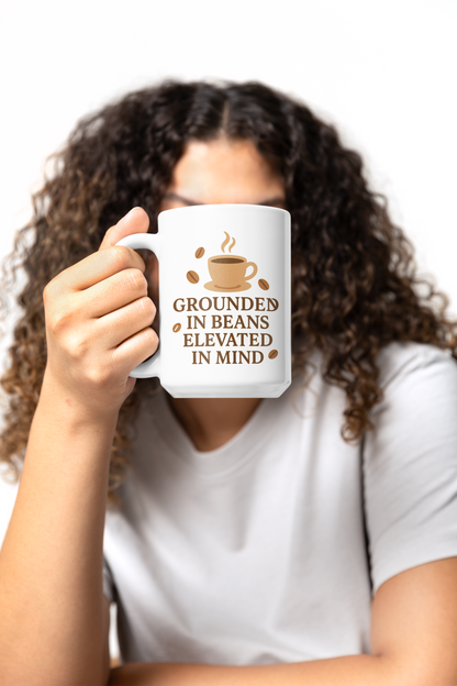 Grounded in Beans, Elevated in Mind Mug | Inspirational Coffee Lover Gift, Motivational Teacher Mug