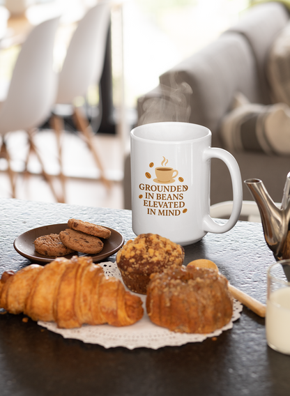Grounded in Beans, Elevated in Mind Mug | Inspirational Coffee Lover Gift, Motivational Teacher Mug
