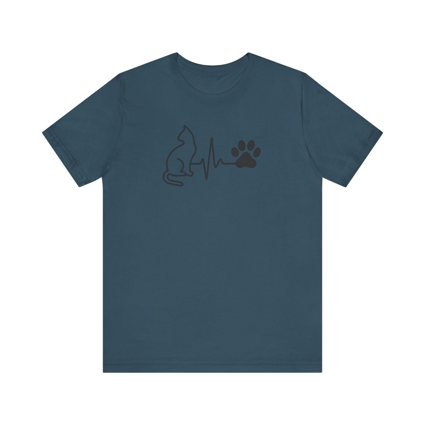 Cat Lover's Heartbeat Tee, Pet Owner Gift, Short Sleeve T-Shirt, Casual Top, Animal Lover Apparel, Purr-fect Gift for Cat Lovers
