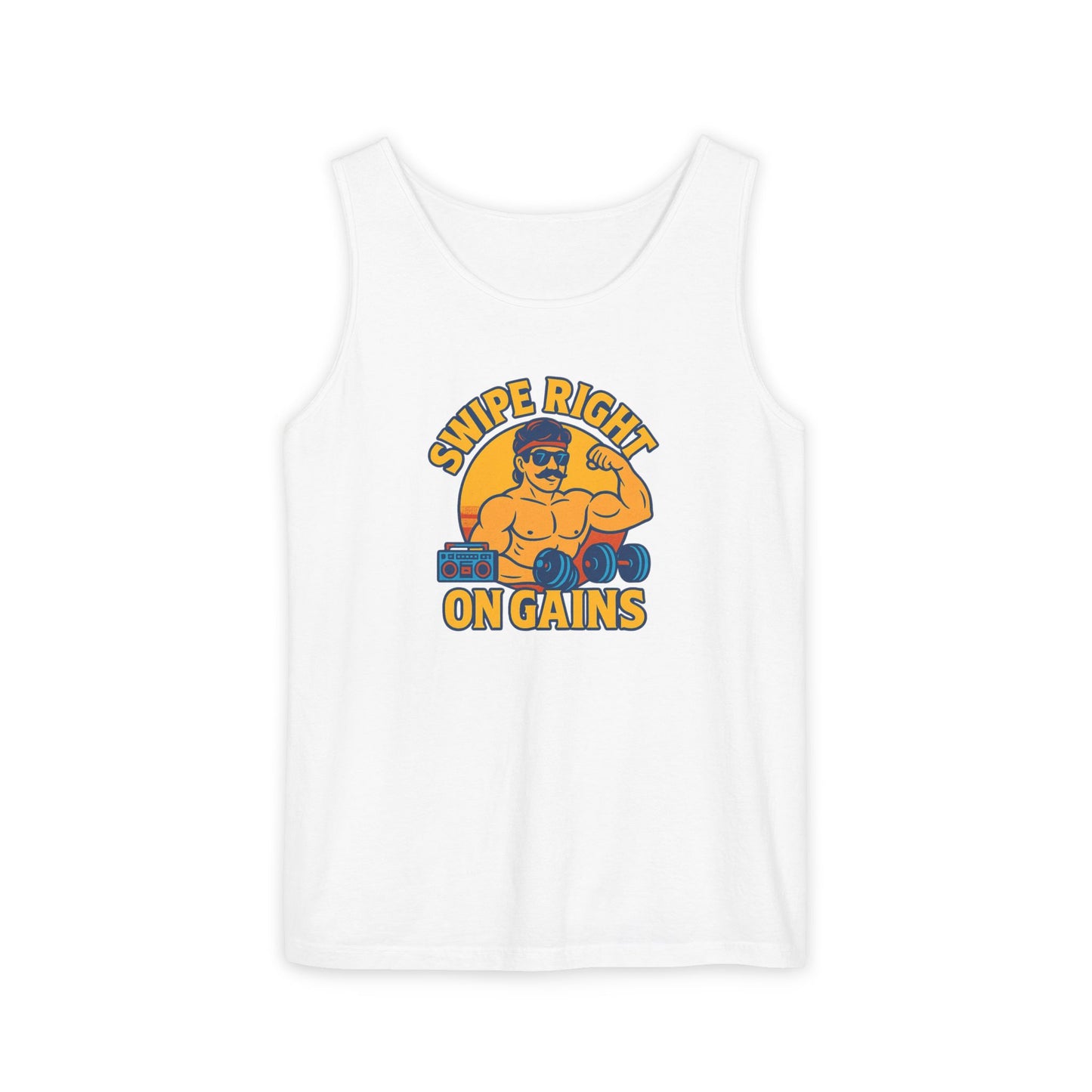 Swipe Right on Gains Tank Top | Funny Gym Shirt, Unisex Fitness Top, Summer Workout Gift