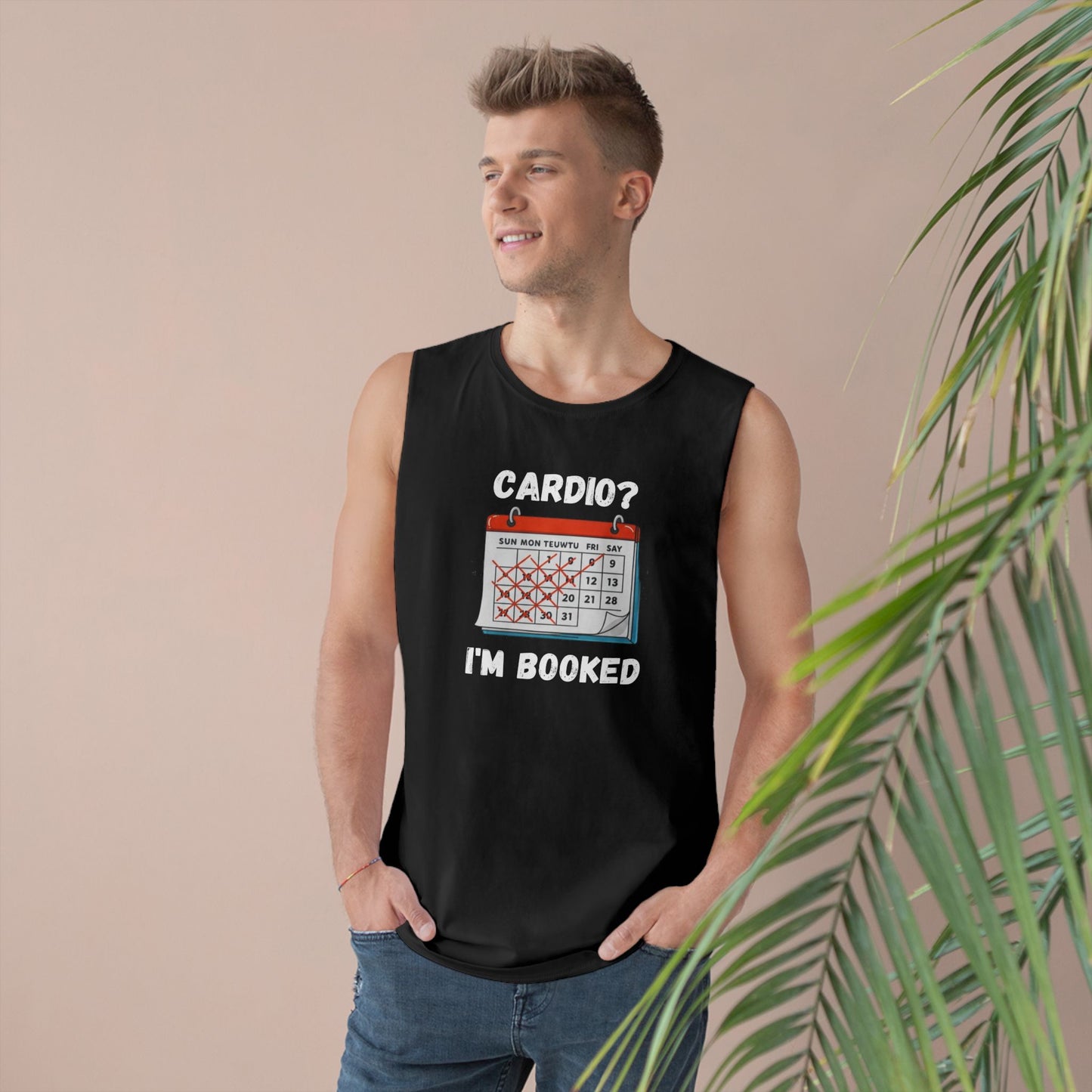 Funny Cardio Tank Top - 'Cardio? I'm Booked' - Unisex Athletic Wear