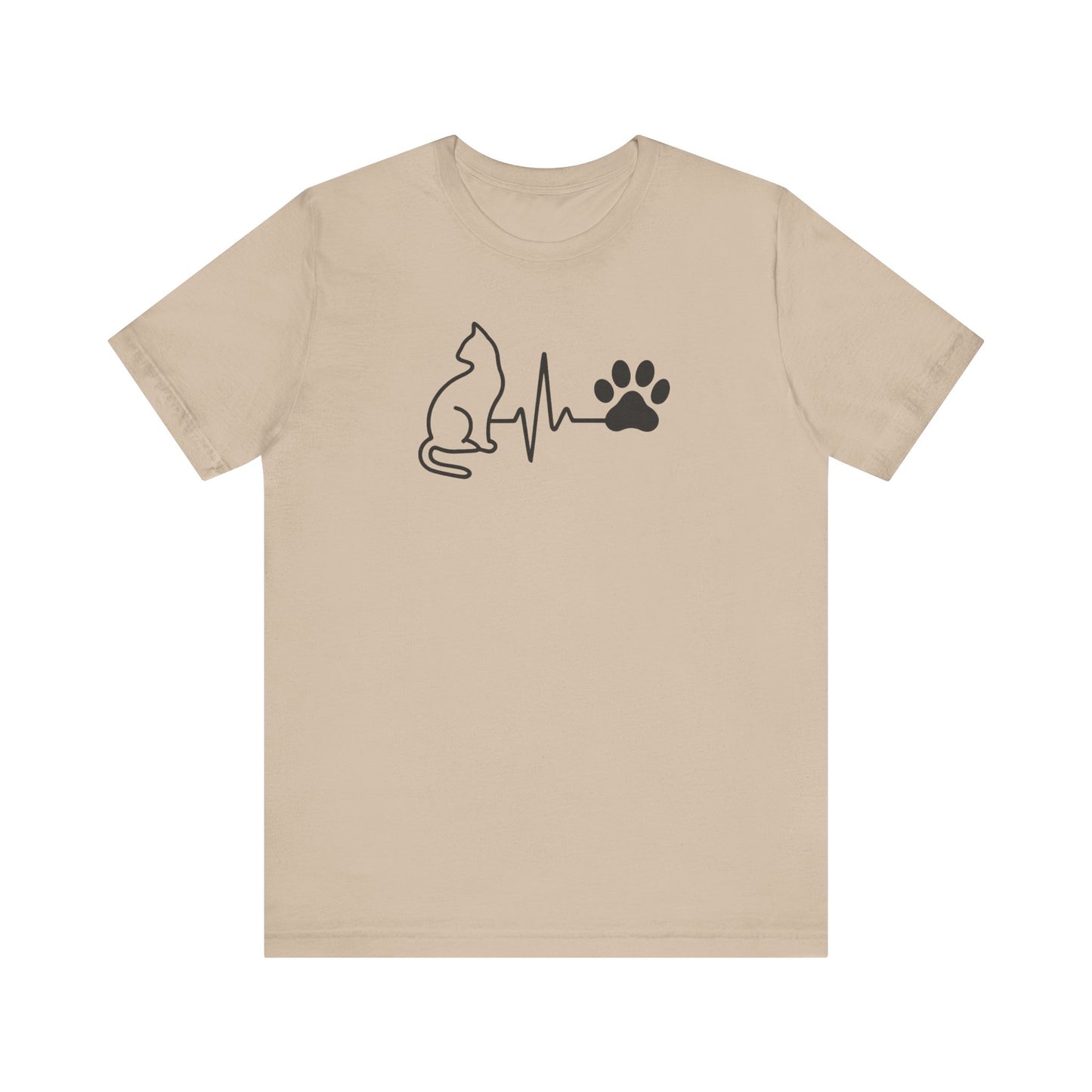 Cat Lover's Heartbeat Tee, Pet Owner Gift, Short Sleeve T-Shirt, Casual Top, Animal Lover Apparel, Purr-fect Gift for Cat Lovers