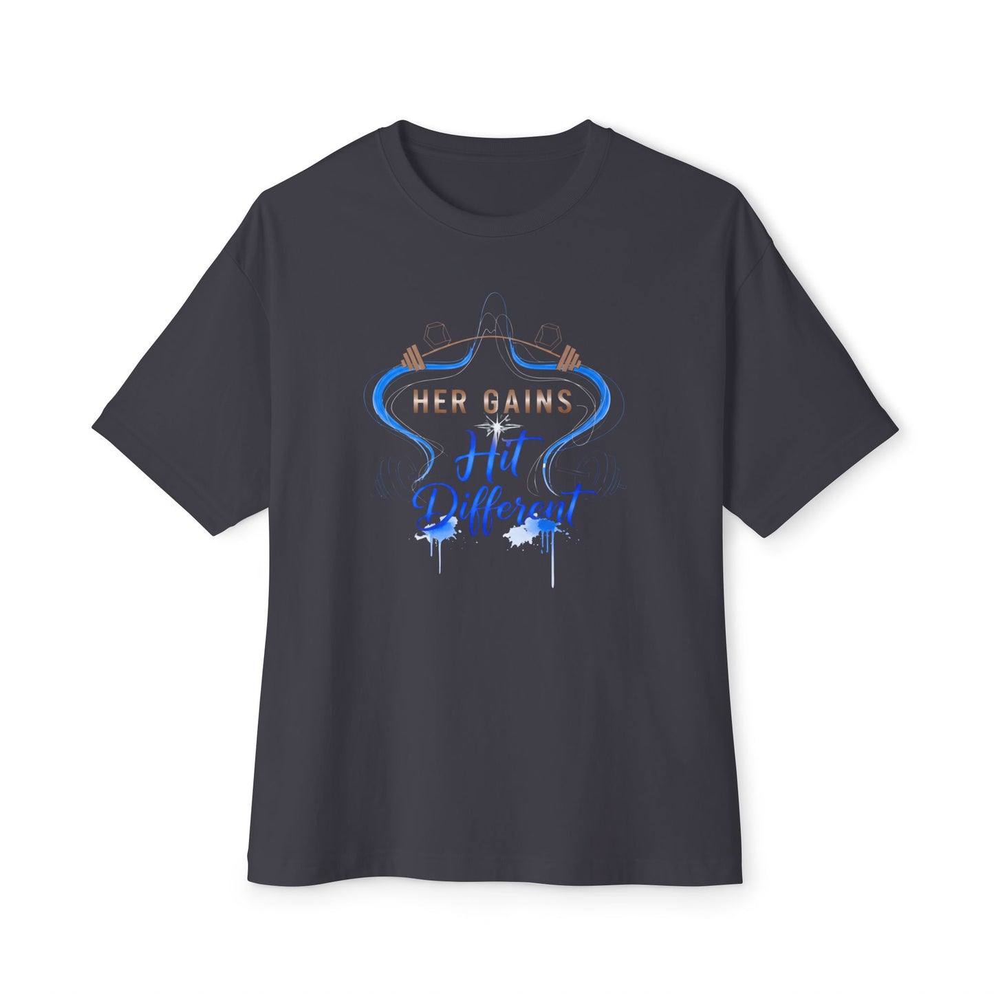 Her Gains Hit Different Unisex Boxy Tee | Women's Workout & Fitness Gift