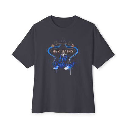 Her Gains Hit Different Unisex Boxy Tee | Women's Workout & Fitness Gift