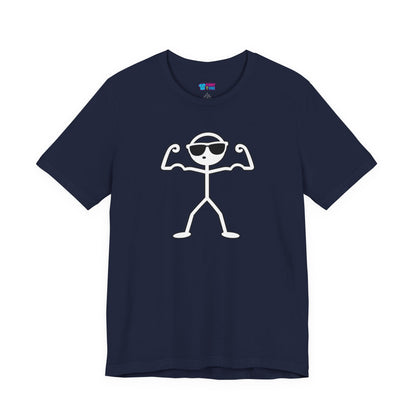 Funny Double Bicep Flex Stick Figure Gym T-Shirt