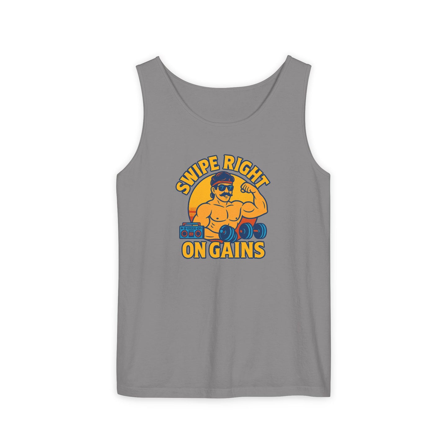 Swipe Right on Gains Tank Top | Funny Gym Shirt, Unisex Fitness Top, Summer Workout Gift