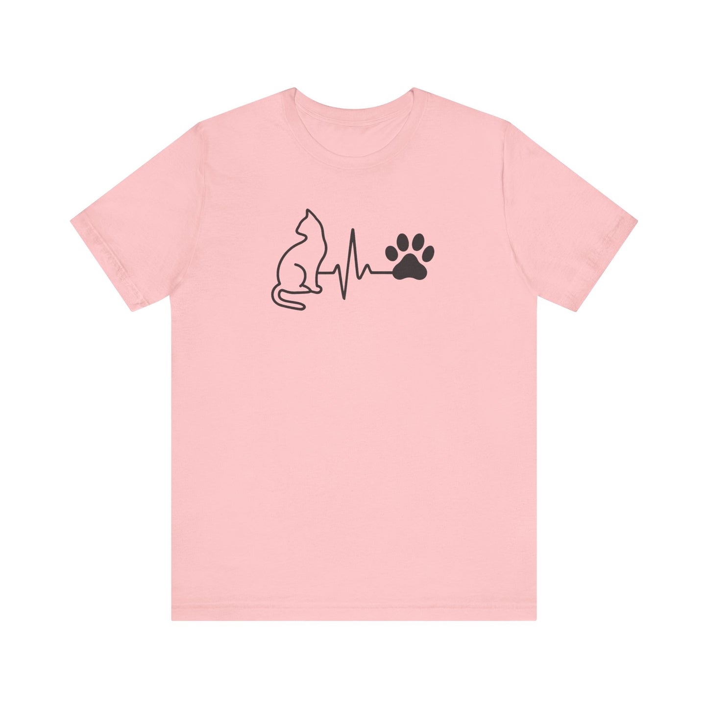 Cat Lover's Heartbeat Tee, Pet Owner Gift, Short Sleeve T-Shirt, Casual Top, Animal Lover Apparel, Purr-fect Gift for Cat Lovers