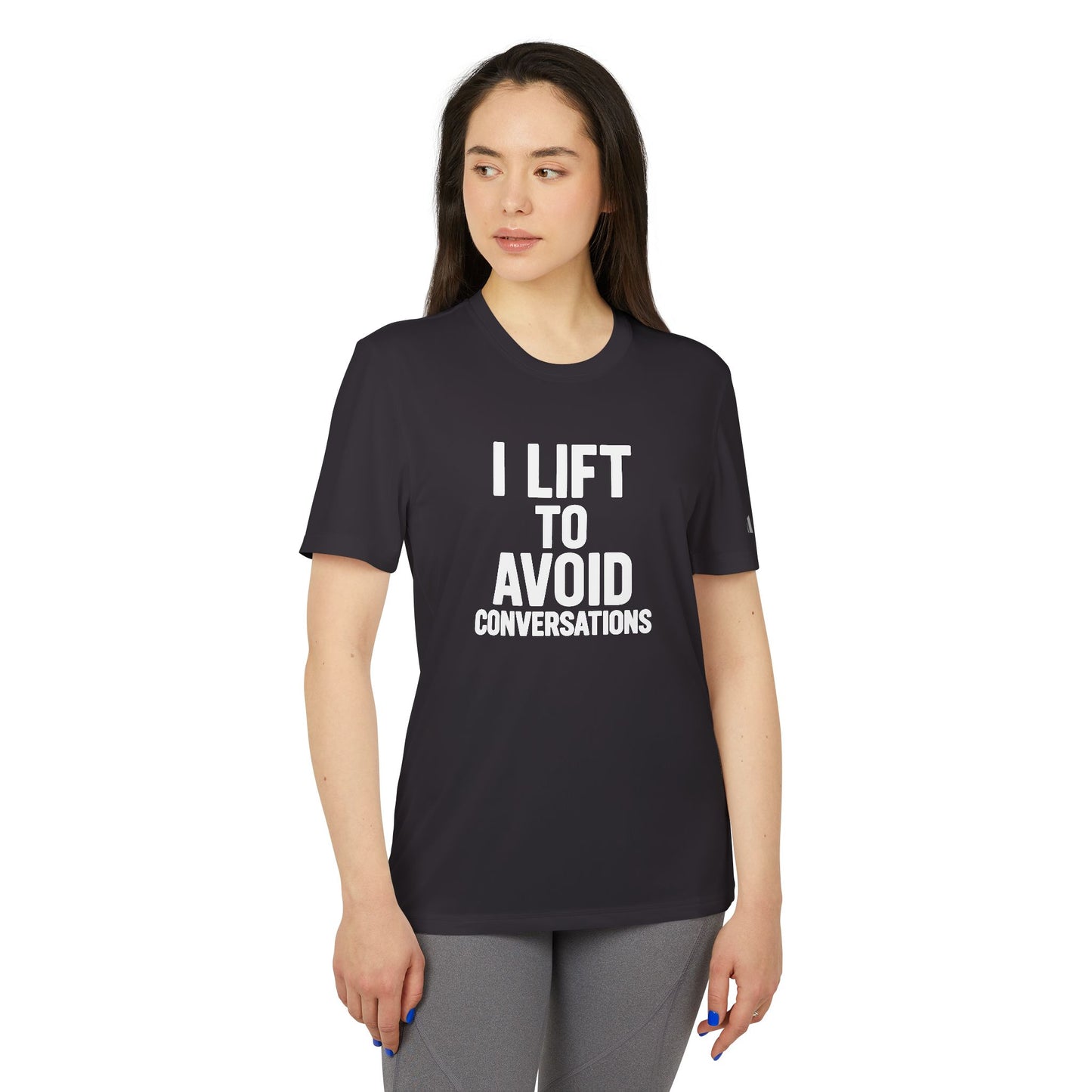 Adidas Unisex Sport T-shirt: "I Lift to Avoid Conversations" Gym Shirt, Fitness Apparel, Exercise Top, Gift for Lifters, Workout Clothing