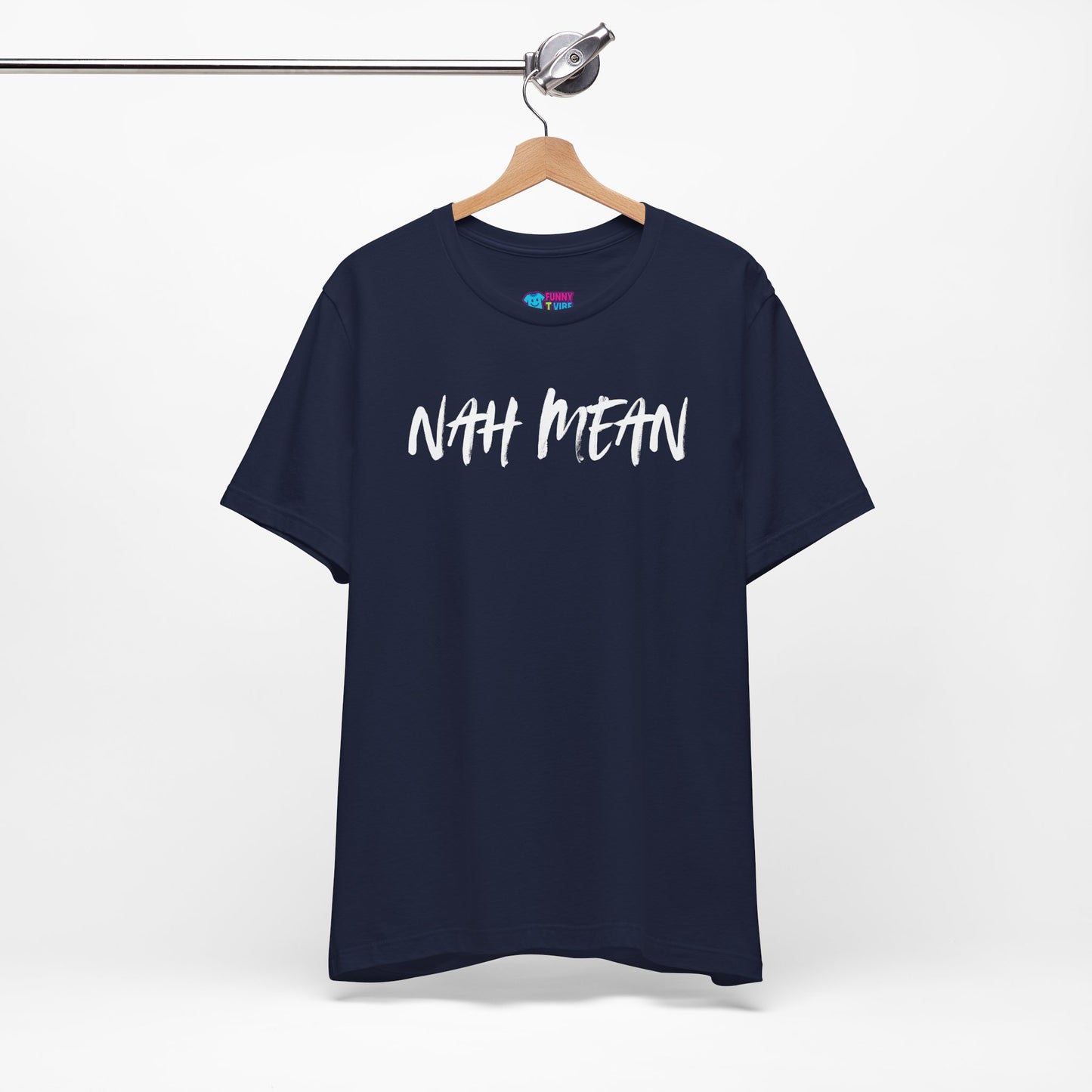Nah Mean Graphic Tee — Black Casual Script T-Shirt (Front & Back Text)
