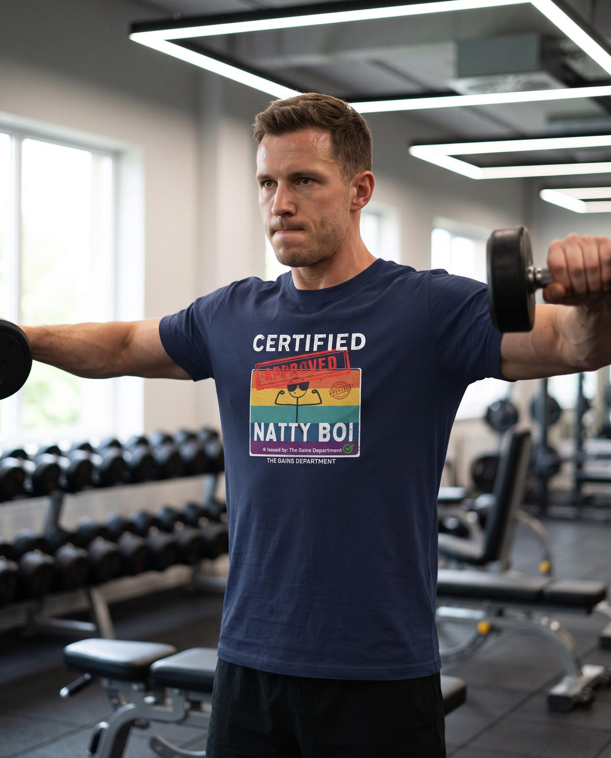 Funny Certified Natty Boi Unisex Jersey Tee - Trendy & Fun T-Shirt for Gym Enthusiasts