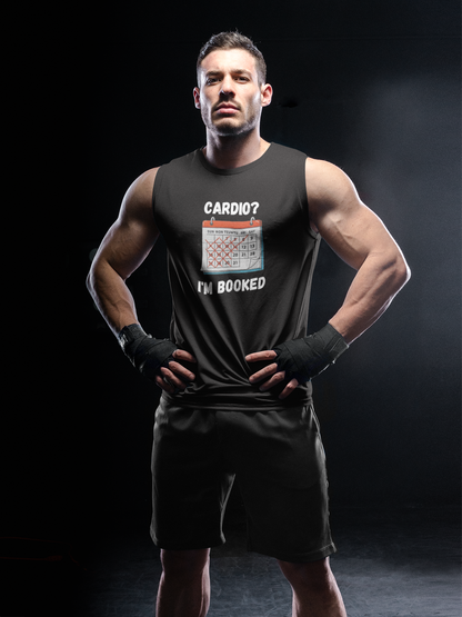 Funny Cardio Tank Top | "Cardio? I'm Booked" Unisex Workout Tee